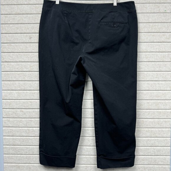 Eileen Fisher Black Cropped Straight Leg Pants Cuffed Women’s L - Picture 6 of 16